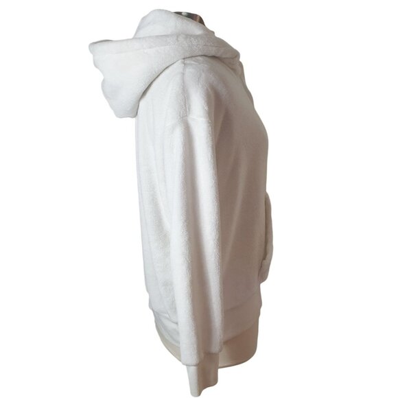 Xhilaration Womens Crop Hoodie L White Plush Fleece Sweatshirt Fairy Cottagecore - Picture 4 of 7